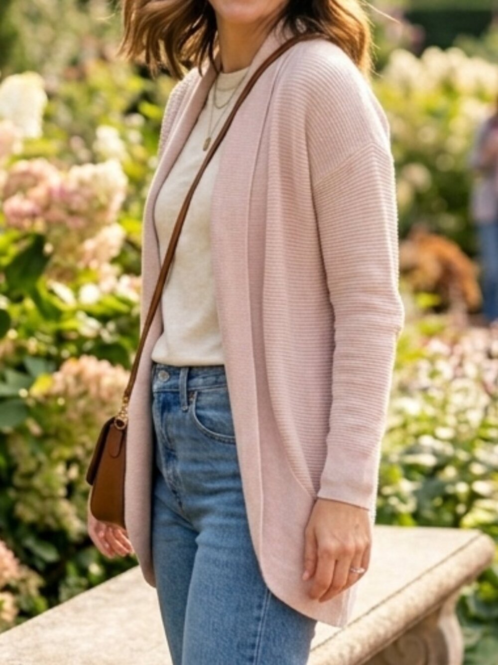 Camber & Grace RW&CO Pink Open Front Draped Cardigan Sweater Size XL